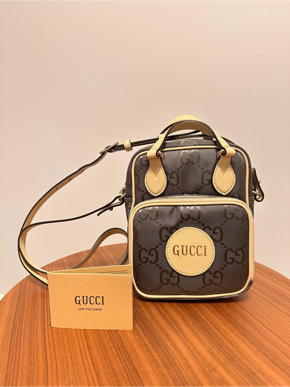 GUCCI Brown & Cream GG Canvas Mini Messenger Bag